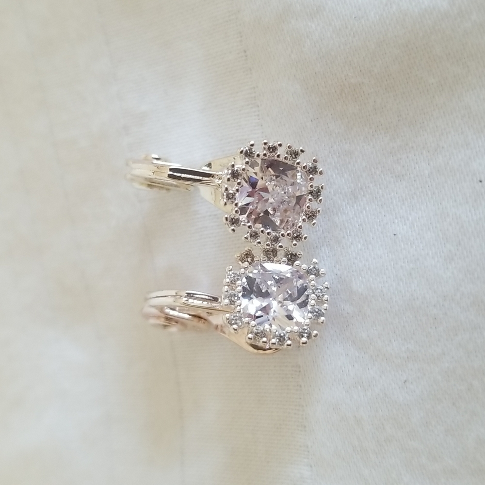 Vintage TJG Silver Rhinestone Clip On Earrings